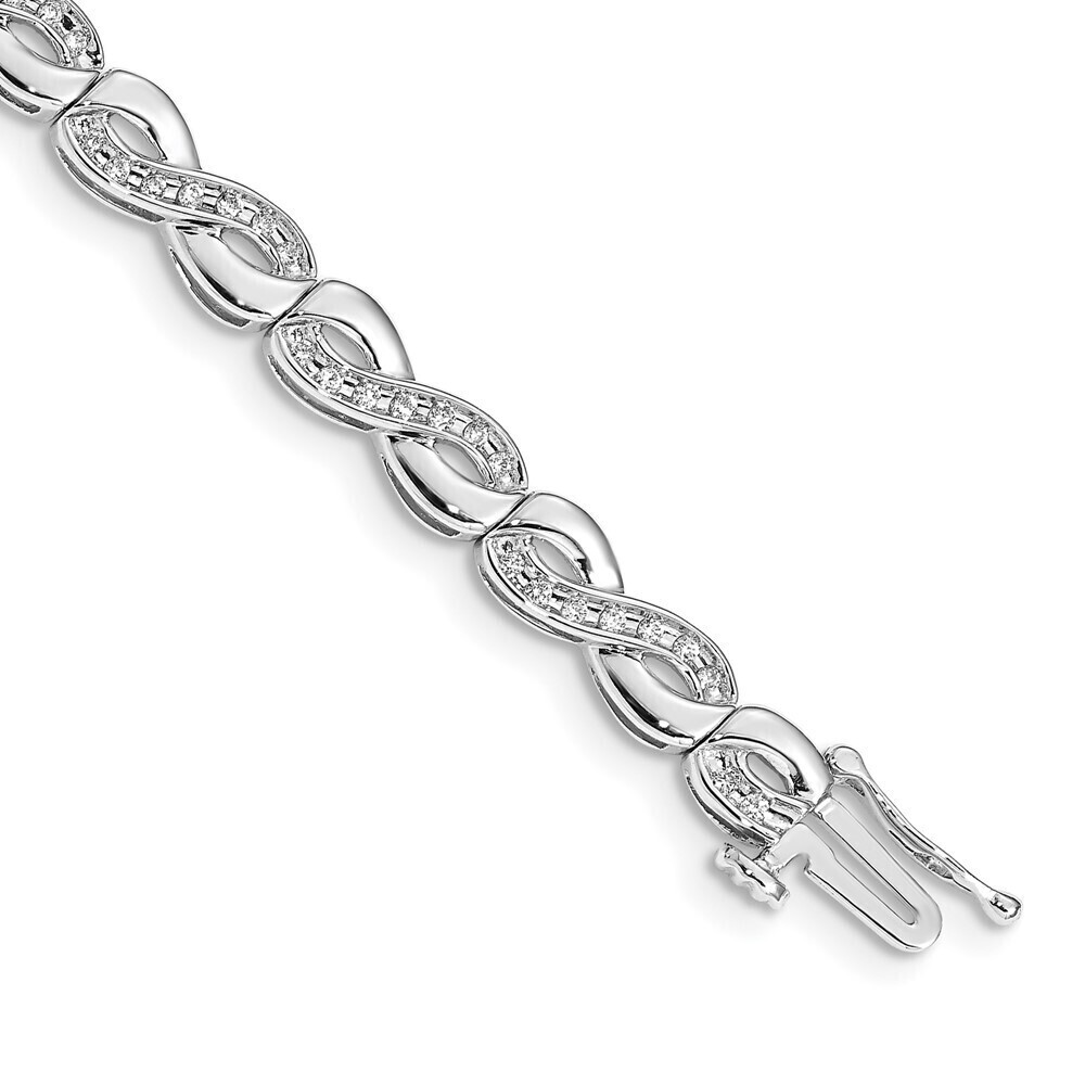 Kazi Luxury 14k White Gold Diamond Infinity Link Bracelet